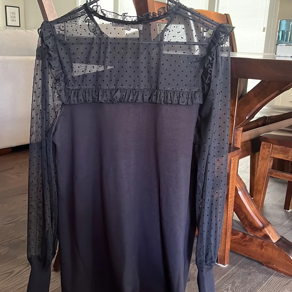 LOFT Velvet Dot Mixed Media Sweater Dress - Picture 6 of 7